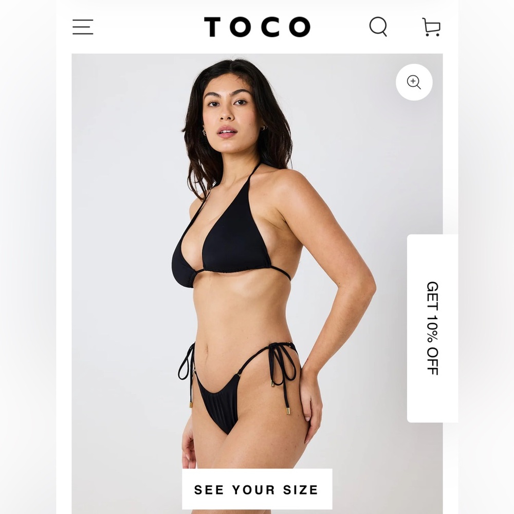 NWT Toco Swim Rio Triangle Top with Glenco Tie Side Bottoms in Pitch